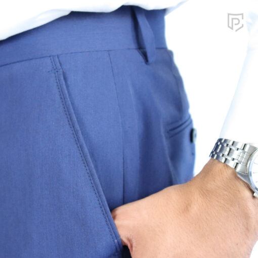 PC Front Flat Check Trousers Blue