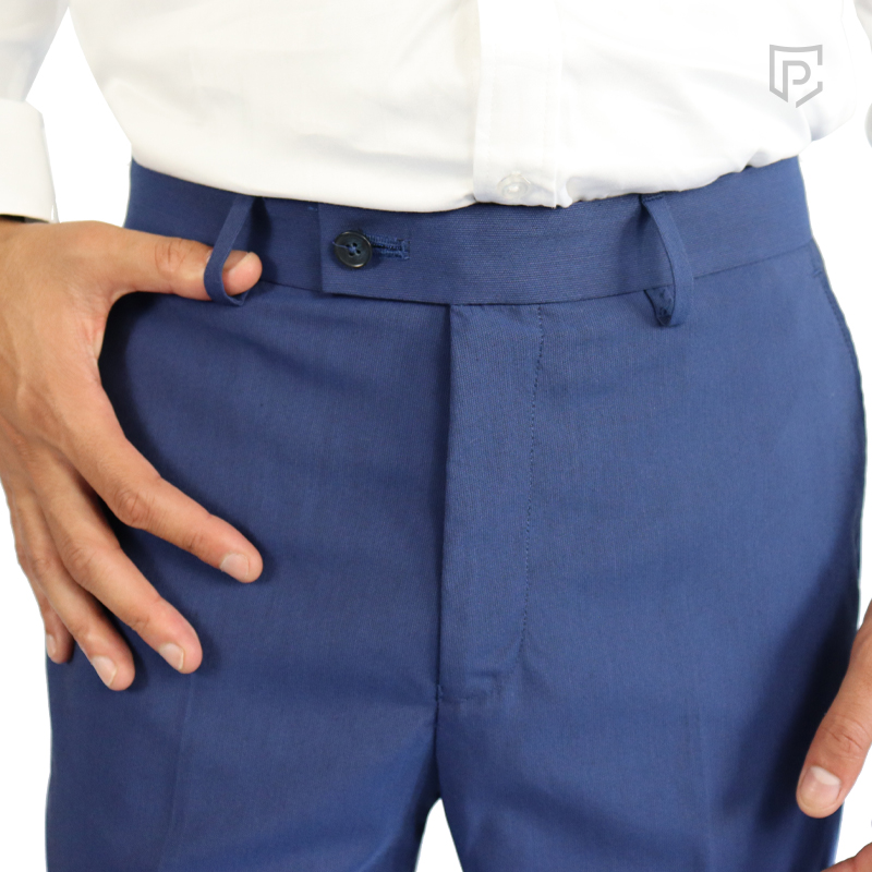 PC Front Flat Check Trousers Blue PC Front Flat Check Trousers Blue