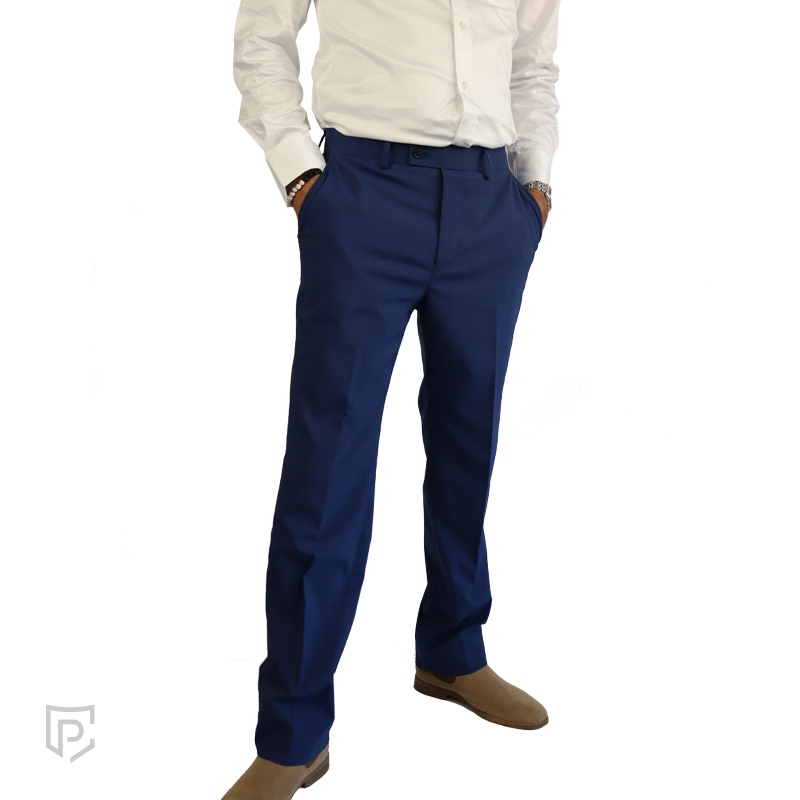 PC Front Flat Check Trousers Blue PC Front Flat Check Trousers Blue