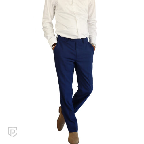 PC Front Flat Check Trousers Blue