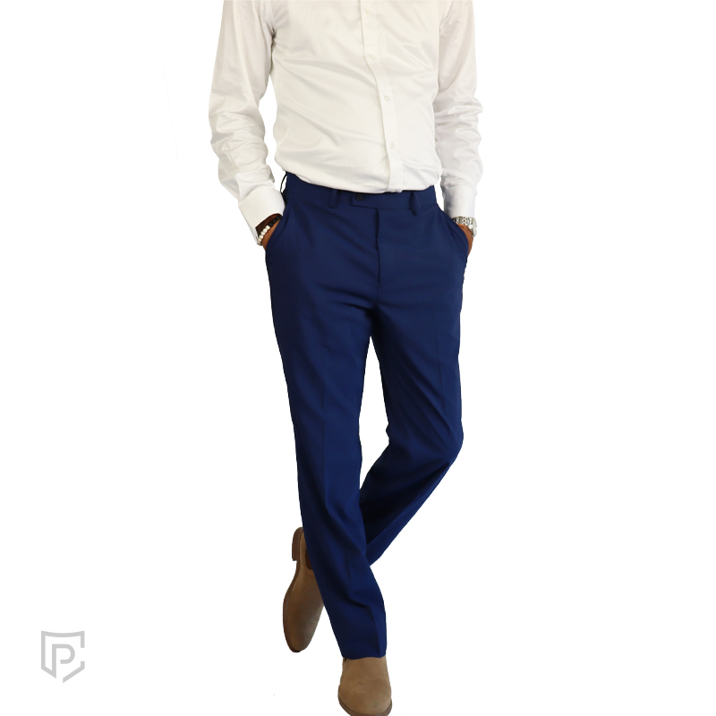 PC Front Flat Check Trousers Blue PC Front Flat Check Trousers Blue