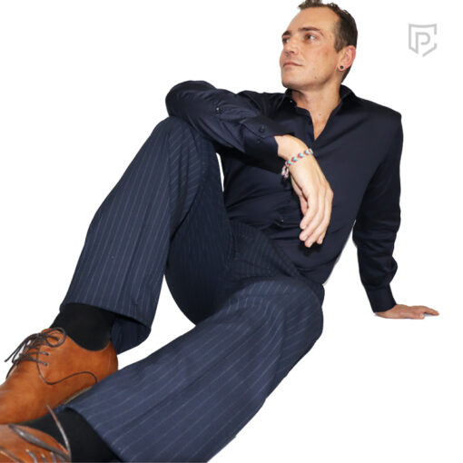 PC Chalk Stripe Trousers Navy