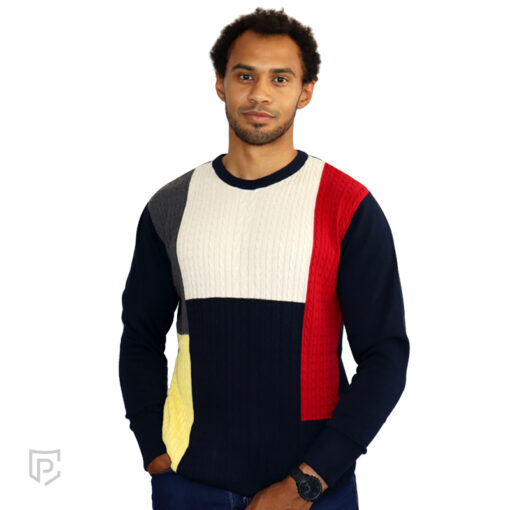 PC Mens Cable Crew Neck Navy