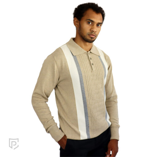 PC Mens Cable Golfer Jersey Beige